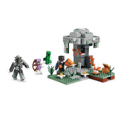 Conjunto blocos construção Minecraft com figuras e estrutura cogumelo