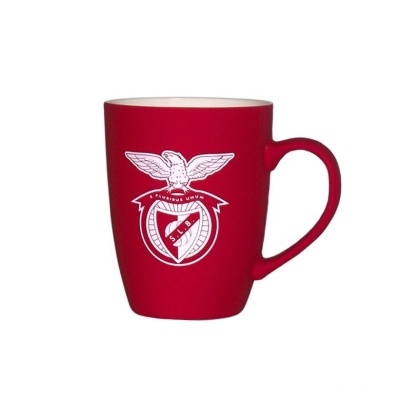 Caneca vermelha com logótipo branco e asa em cerâmica