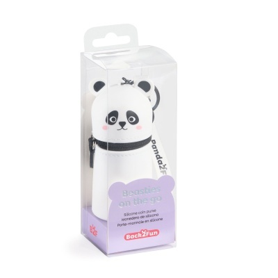 Carteira de silicone para moedas em forma de panda embalado