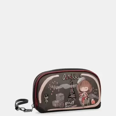 Bolsa pequena com padrão ilustrado e fecho com alça amovível