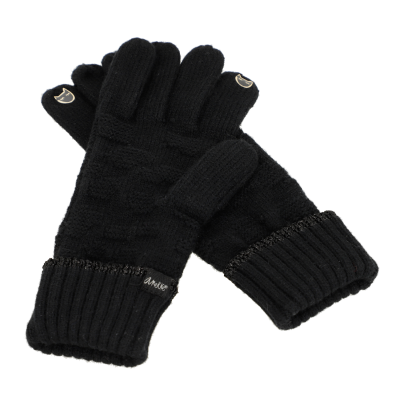 Par de luvas pretas tricotadas com etiqueta Annee e detalhes metálicos