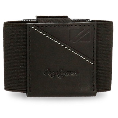 Elástico para braço preto com detalhe em couro e logo Pepe Jeans