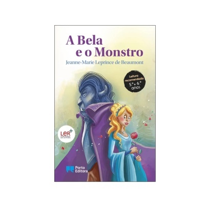 Capa do livro A Bela e o Monstro com ilustração do monstro e da bela, texto e selo de recomendação