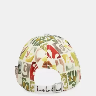 Boné colorido com padrão abstrato e ajuste traseiro branco