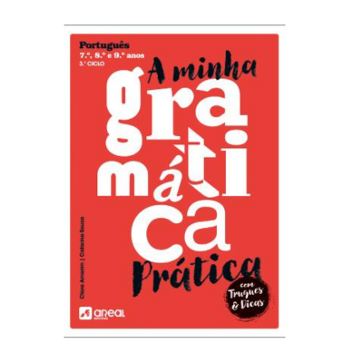 Capa de livro vermelho de gramática prática para 7.º, 8.º e 9.º anos.