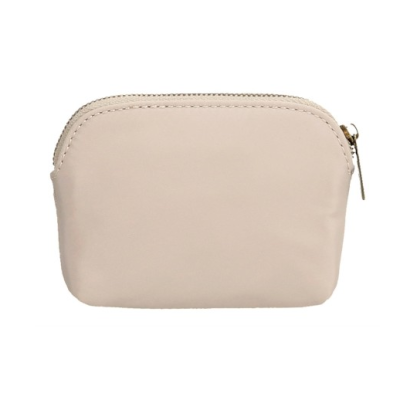 Bolsa pequena creme com fecho de correr dourado