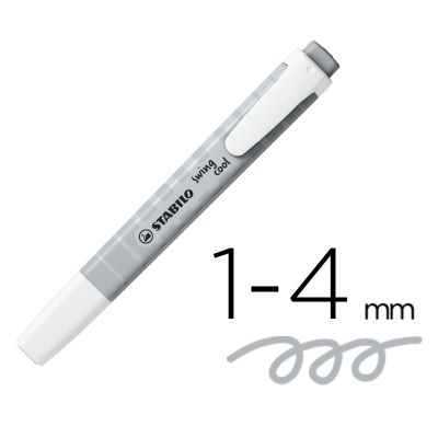 Marcador Stabilo Swing Cool cinza claro e branco com escrita 1-4 mm