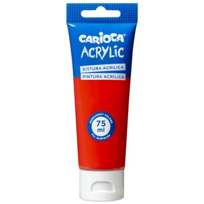 Tubo de tinta acrílica vermelha CARIOCA 75 ml