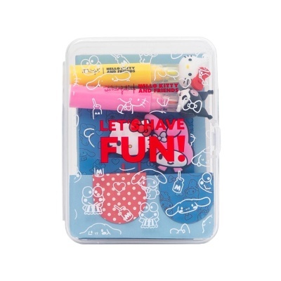Caixa transparente com batons e figuras Hello Kitty e Friends
