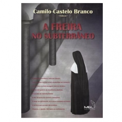 Capa de livro 'A FREIRA NO SUBTERRÂNEO' com imagem de freira em ambiente subterrâneo cinzento