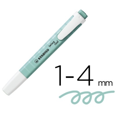 Marcador Stabilo Swing Cool verde azulado claro com tampa branca e clip