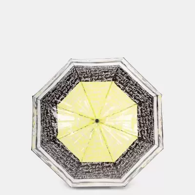 Guarda-chuva amarelo e preto visto de cima