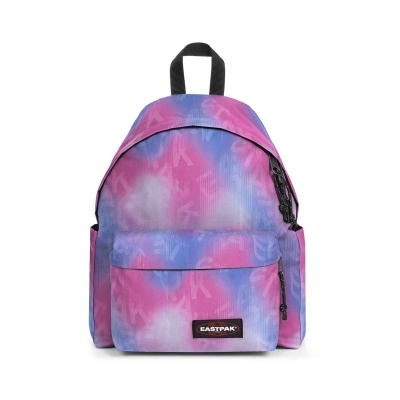 Mochila Eastpak colorida com padrão em roxo, azul e rosa e logótipo Eastpak