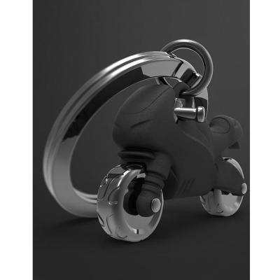 Porta-chaves mota preta com detalhes prateados