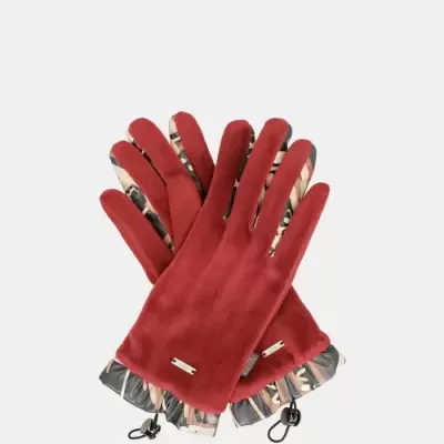 Par de luvas vermelhas com forro estampado e fecho ajustável