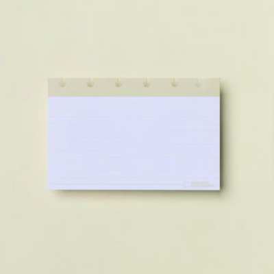 Bloco de notas horizontal com páginas brancas pautadas