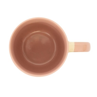 Caneca de cerâmica cor-de-rosa vista de cima