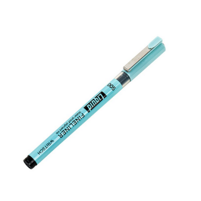 Caneta azul líquida Liquitex Fineliner 005 com tampa e clip metálico