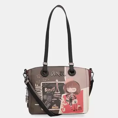 Mala de senhora colorida com desenho e texto Anekke