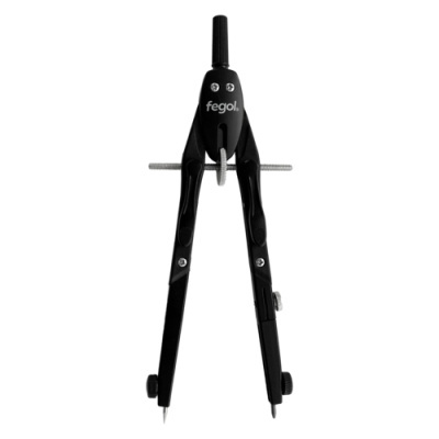 Compasso de desenho preto com parafuso e ajuste lateral