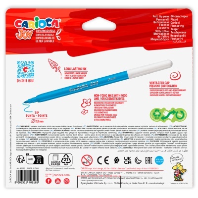 Embalagem de marcador para tecido CARIOCA Joy com tampa vermelha e corpo azul e branco