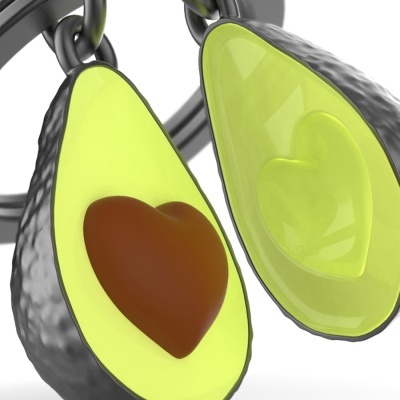 Porta-chaves abacate com caroço em forma de coração