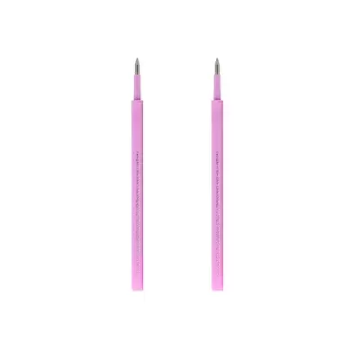 Duas canetas rosa com texto, sobre fundo branco