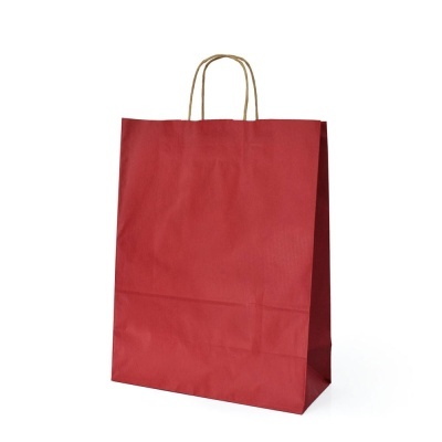 Saco de papel vermelho com alças de corda