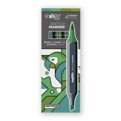 Conjunto de marcadores de esboço Carioca Plus tons verdes com embalagem gráfica