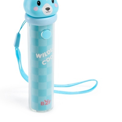 Lanterna infantil azul com cabeça de coelho e cordão azul