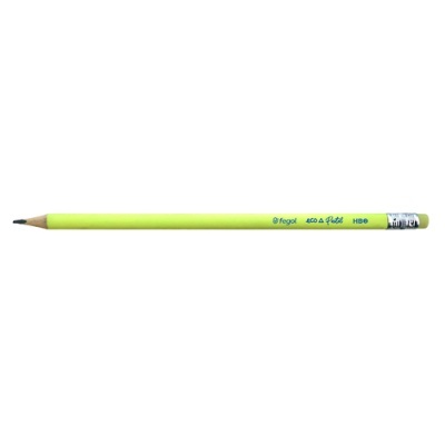 Lápis HB6 amarelo com borracha e texto Fegol eco e plástico