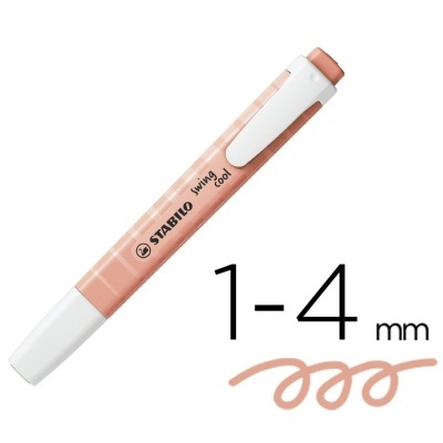 Marcador Stabilo Swing Cool cor salmão com tampa branca e espessura de traço variável