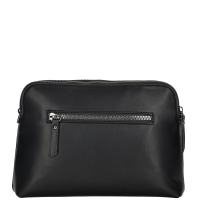 Mala de mão preta em pele com fecho éclair