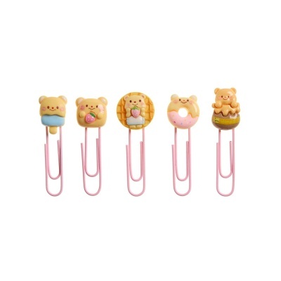 Clips de papel decorados com ursinhos e motivos doces coloridos