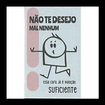 Cartaz com texto em português e figura estilizada de pessoa com expressão surpresa.