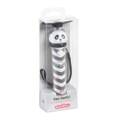 ventoinha portátil padrão riscas preto e branco com cabeça de panda