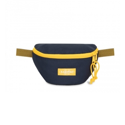 Bolsa de cintura Eastpak azul escuro com fecho amarelo
