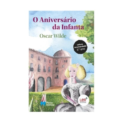 Capa de livro com ilustração de rapariga em vestido e castelo ao fundo