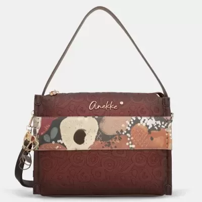 Mala castanha com padrão e faixa floral Anekke
