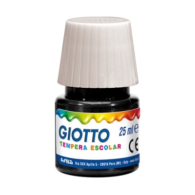 Frasco de tinta guache preta Giotto 25 ml com tampa cinza