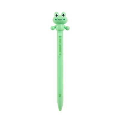 Caneta verde com cabeça de rã e texto FROGGY HUG