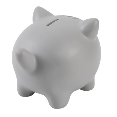 Cofre porco cinzento em fundo branco