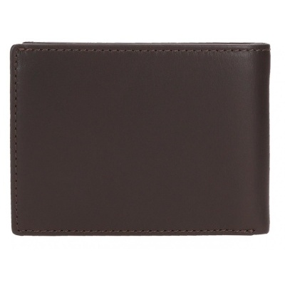 Carteira masculina em pele castanha escura com costuras visíveis