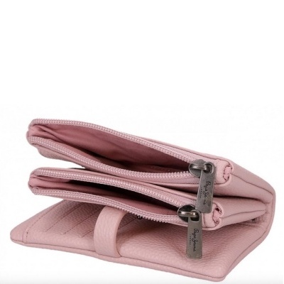 Carteira rosa clara com fechos de correr e puxadores metálicos Pepe Jeans