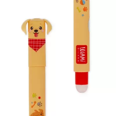 Duas canetas com design de cão com bandana vermelha e logo LEGAMI MILANO