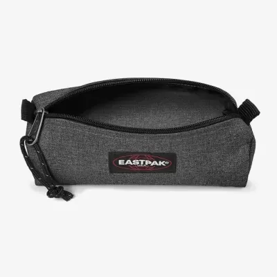 Estojo cinzento escuro de tecido com fecho preto e logótipo EASTPAK.