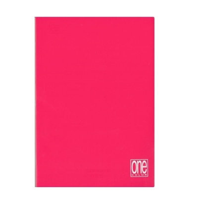 Caderno cor-de-rosa com capa lisa e logo branco ONE COLOR no canto inferior direito