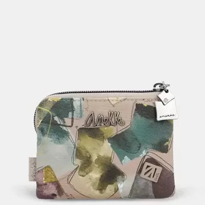 Carteira ou porta-moedas Anekke com padrão abstrato e fecho zip.