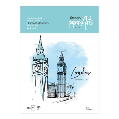 Bloco de desenho Fegol com desenho do Big Ben na capa