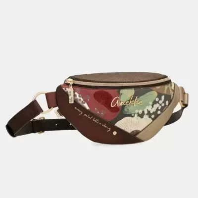 Pochete Anekke com padrão floral e detalhes em castanho e bege